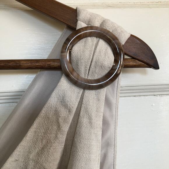 London Times Linen Blend Sleeveless Romper Tortoise Rings Belted M Quiet Luxury - Picture 4 of 10